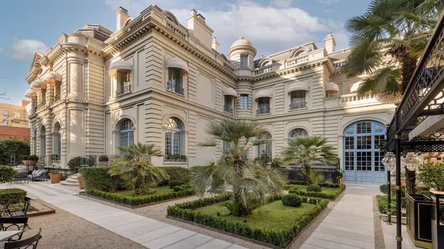 Exterior of Santo Mauro hotel in Madrid, Spain