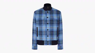 Golden Bear Leather-Trimmed Wool Harris Tweed Bomber Jacket
