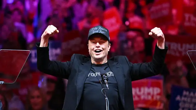 Elon Musk at a Donald Trump rally