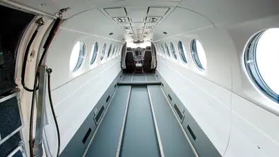 The cabin of Beechcraft’s King Air 360ER serves as canvas for a palette of premium materials complemented by improved tech.