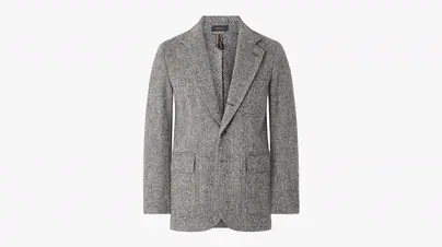 Drake's Games Mk. VII Unstructured Herringbone Harris Wool-Tweed Blazer
