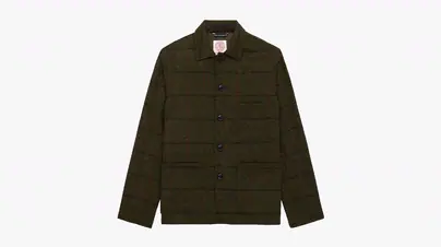 J. Press Made-in-England Light Olive Windowpane Harris Tweed Chore Jacket