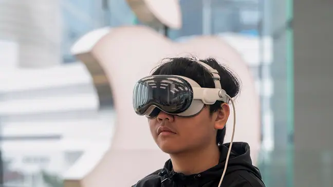 A person wears Apple's Vision Pro.