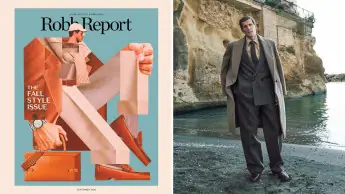 Robb Report September 2026 cover; Zegna Su Misura topcoat,
suit, shirt, and tie, price
upon request; Loro Piana
leather loafers, $1,250.