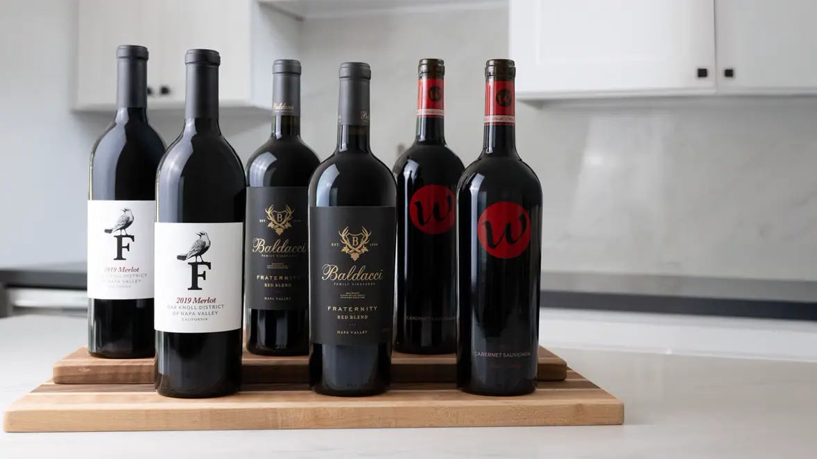 672 wine Club bottles on a kitchen counter