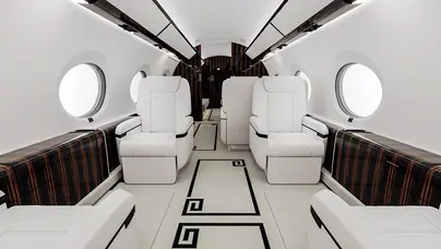Interiors reimagined by Sarah Larrañaga Aviation Design.