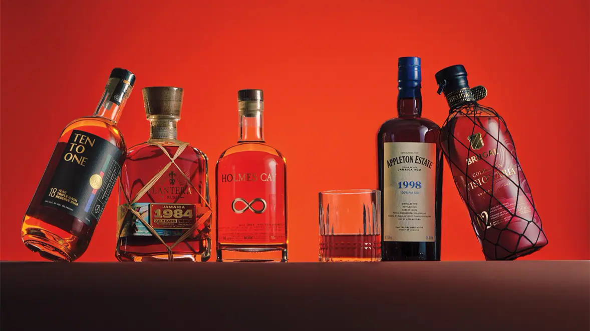 Ten to One, Planteray, Holmes Cay, Appleton Estate, and Brugal bottles
