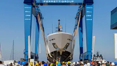 Custom Line Seatta 128 Superyacht launch